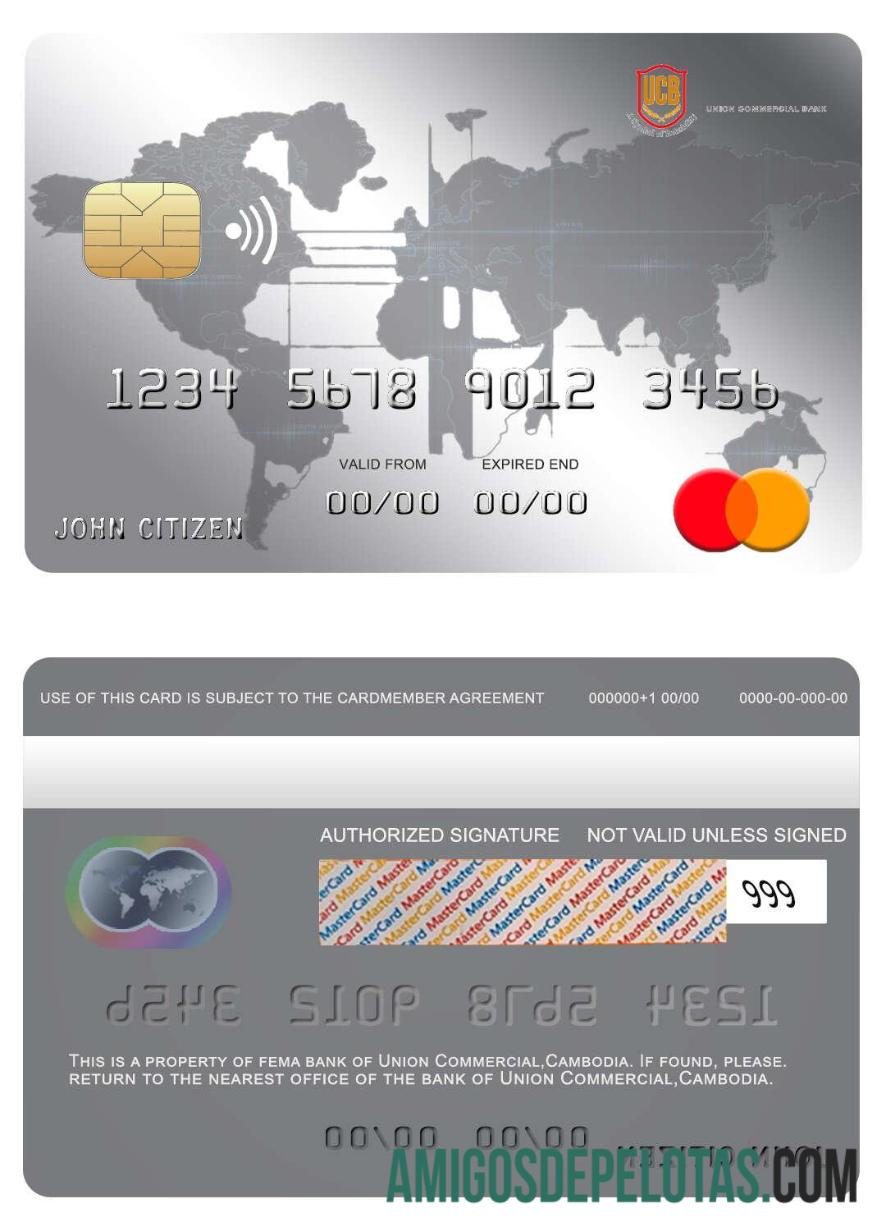 Mastercard do banco comercial da União do Camboja exemplo